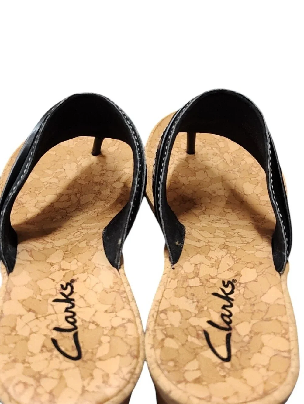 Clarks Yacht Marina Black Wedge Thong Sandal - Size 7.5